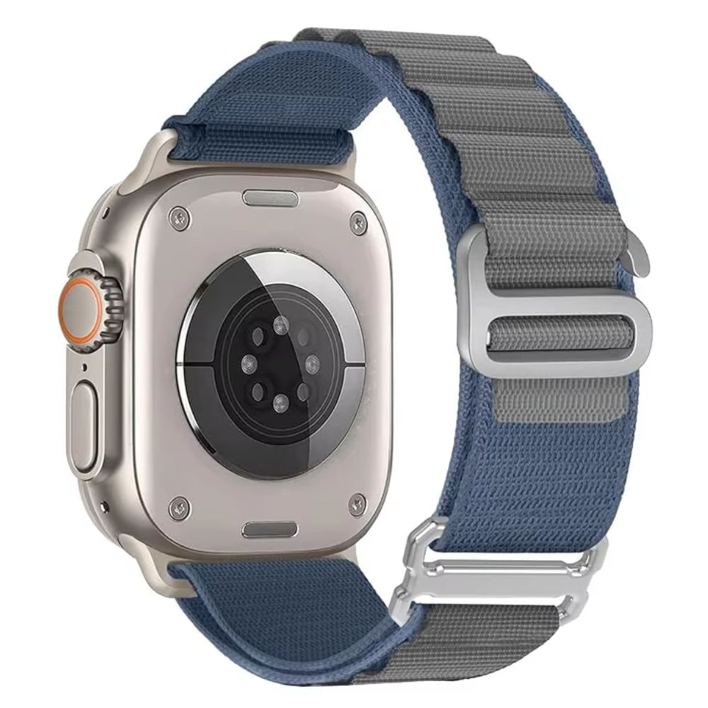 Correa Urvoi, alpine loop and hook, nylon, transpirable, para apple watch, 42/44/45/49mm, azul gris