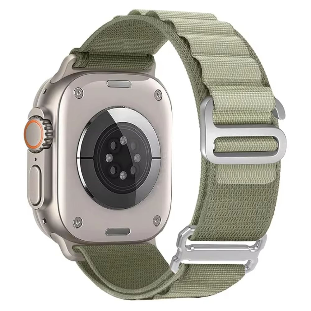 Correa Urvoi, alpine loop and hook, nylon, transpirable, para apple watch, 42/44/45/49mm, verde musgo