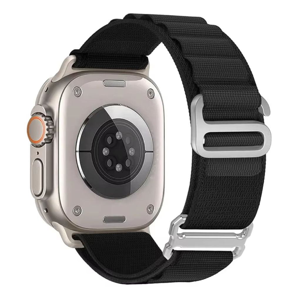 Correa Urvoi, alpine loop and hook, nylon, transpirable, para apple watch, 42/44/45/49mm, negro