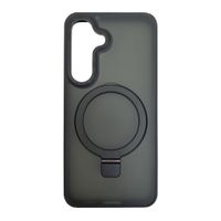 Case para Samsung Galaxy S25 magnético con soporte, amortiguador de choques, protección de cámaras, negro