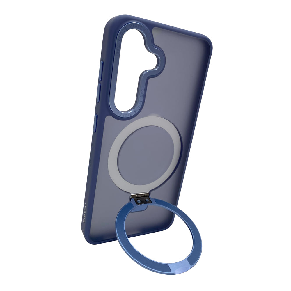 Imagen 2 del producto Case para Samsung Galaxy S25 magnético con soporte, amortiguador de choques, protección de cámaras, azul