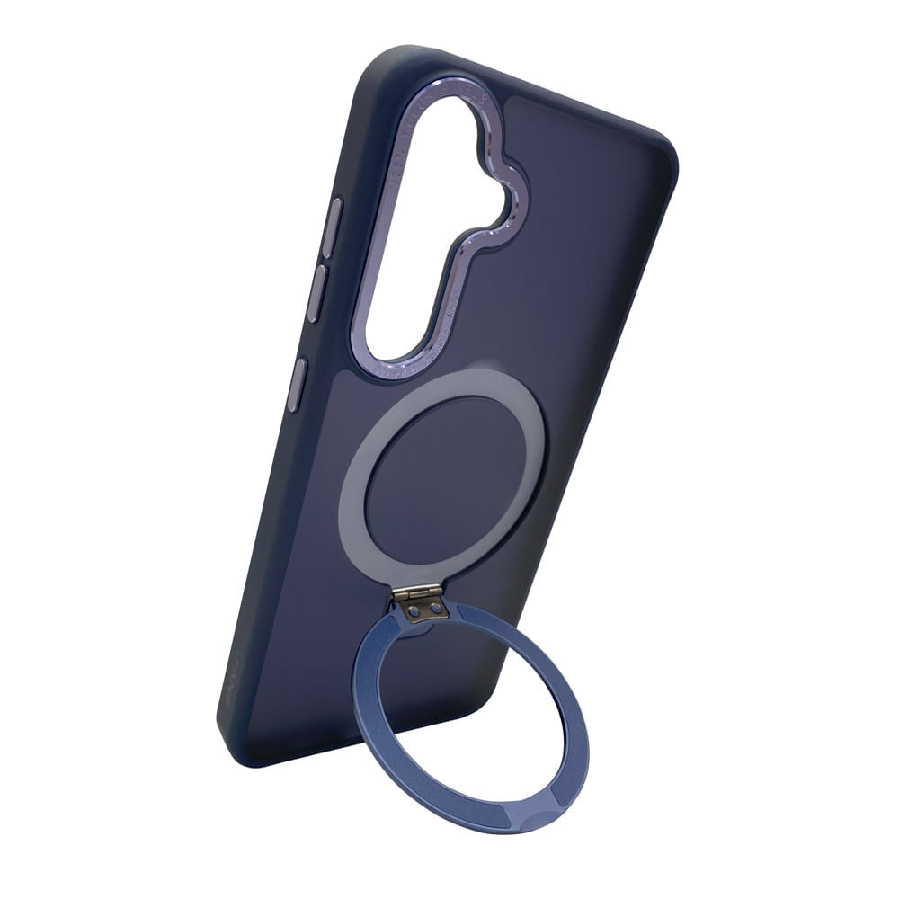 Imagen 2 del producto Case para Samsung Galaxy S25+ magnético con soporte, amortiguador de choques, protección de cámaras, azul