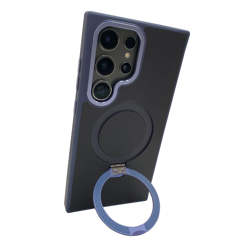 Imagen 2 del producto Case para Samsung Galaxy S25 Ultra magnético con soporte, amortiguador de choques, protección de cámaras, azul