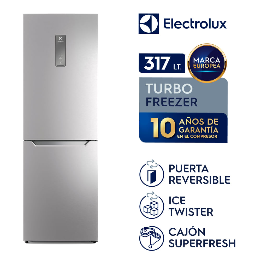 Imagen 2 del producto Refrigeradora Electrolux No Frost Bottom Freezer ERQR32E2HUS 317 litros, plateado