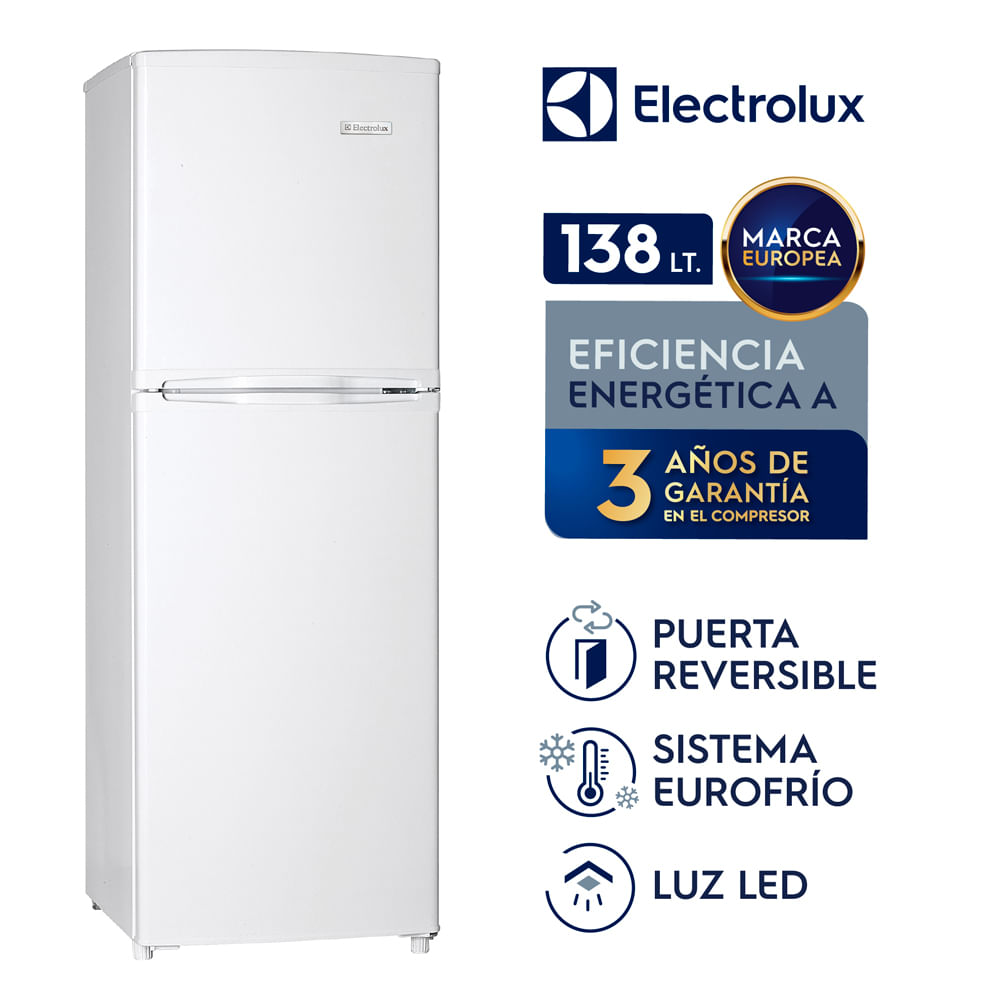 Imagen 2 del producto Refrigeradora Electrolux ERT18G2HNW, Frost Top Mount, 138 litros, Sistema Eurofrío, bandejas de vidrio templado