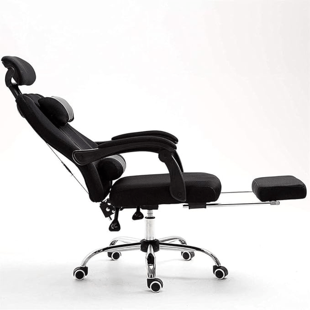 Imagen 2 del producto Silla ergonómica, respaldo de malla, soporte lumbar, altura ajustable, base cromada, negro