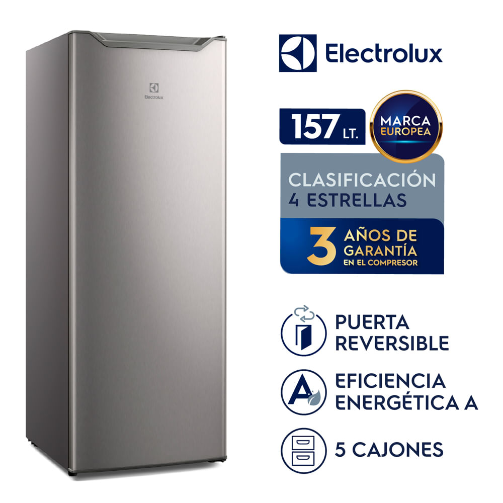 Imagen 2 del producto Congelador vertical Electrolux EFUY16P2HVG capacidad 157 litros, gas ecológico R600, plata
