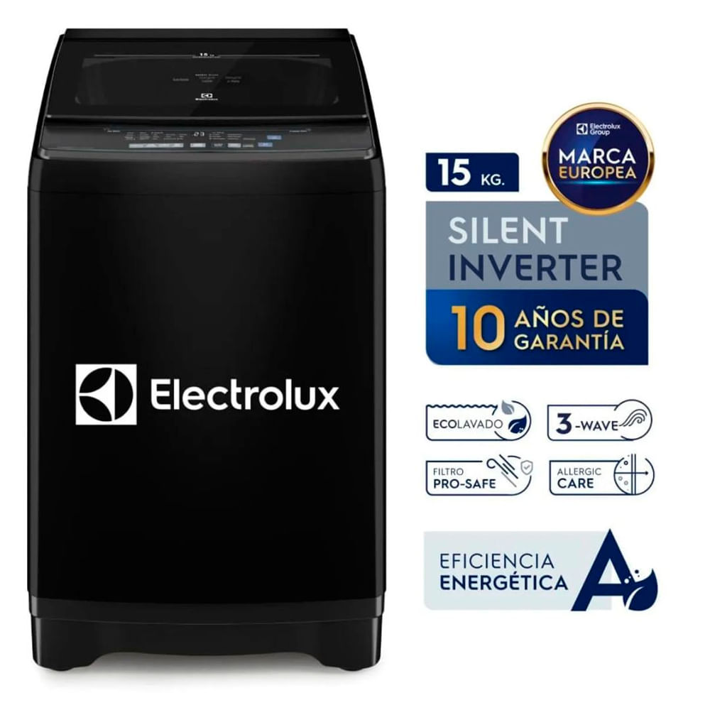 Imagen 2 del producto Lavadora Electrolux Inverter EWIP15F2XSWB carga superior, capacidad 15 kg, negro