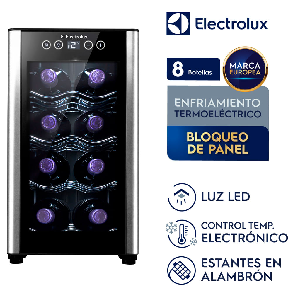 Imagen 2 del producto Vinera Termoeléctrica One Door Electrolux  8 Botellas Negro - ERW082XAMB