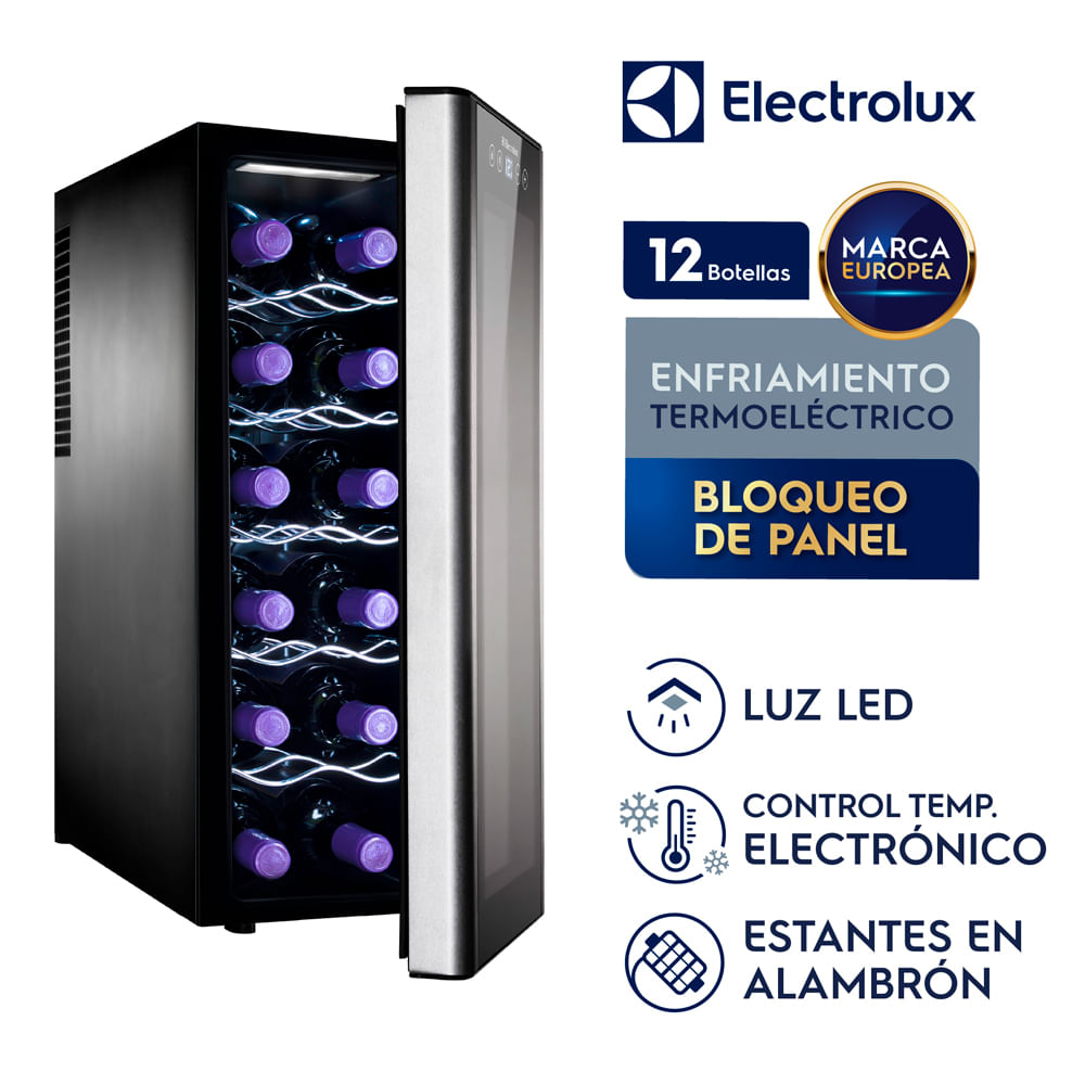 Imagen 2 del producto Vinera Termoeléctrica One Door Electrolux  ERW122XAMB, 12 botellas de capacidad, negro