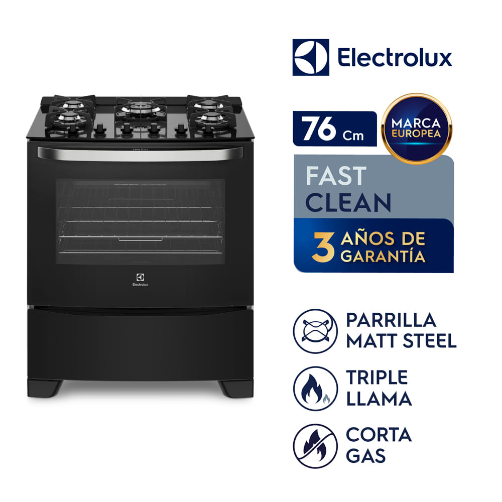 Imagen 2 del producto Cocina Electrolux Freestanding 76GS gas, 5 quemadores, triple llama, 76 cm B