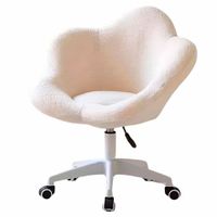 Silla ergonómica de piel de carnero, giratoria, diseño elegante, soporte 80 kg, ideal oficina, dormitorio y tocador, blanco