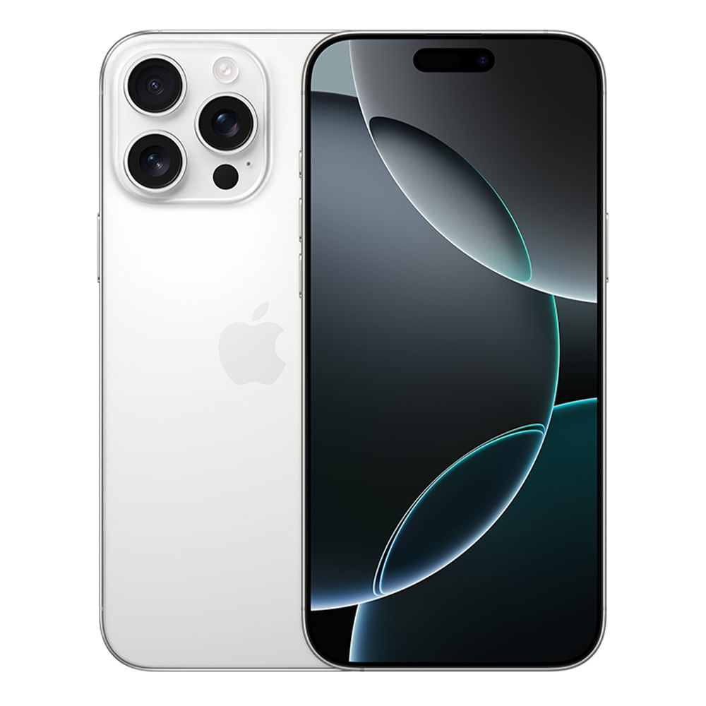iPhone 16 Pro Max eSIM 5G 256GB, 8GB RAM, cámara principal 48MP + 48MP + 12MP, frontal 12MP, 6.9”, White-Titanium