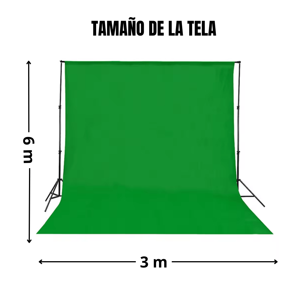 Imagen 2 del producto Fondo de muselina verde 3x6m, 100% algodón, antirreflejo, lavable, ideal para fotografía y video, verde