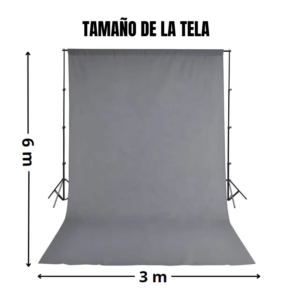 Imagen 2 del producto Fondo de tela 3x6m gris, algodón profesional, lavable y resistente, ideal para estudios y retratos, gris
