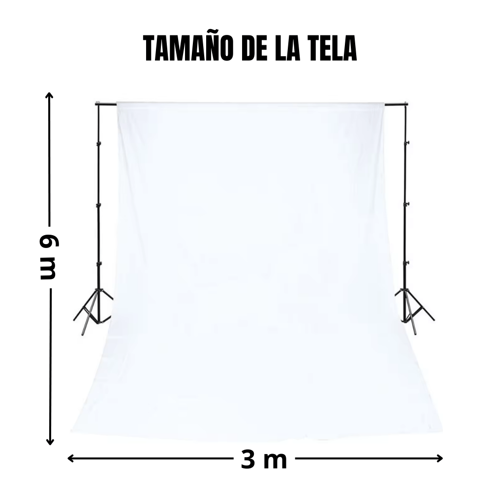 Imagen 2 del producto Fondo de muselina 3x6m, 100% algodón, antirreflejo, lavable, ideal para fotografía y video, blanco