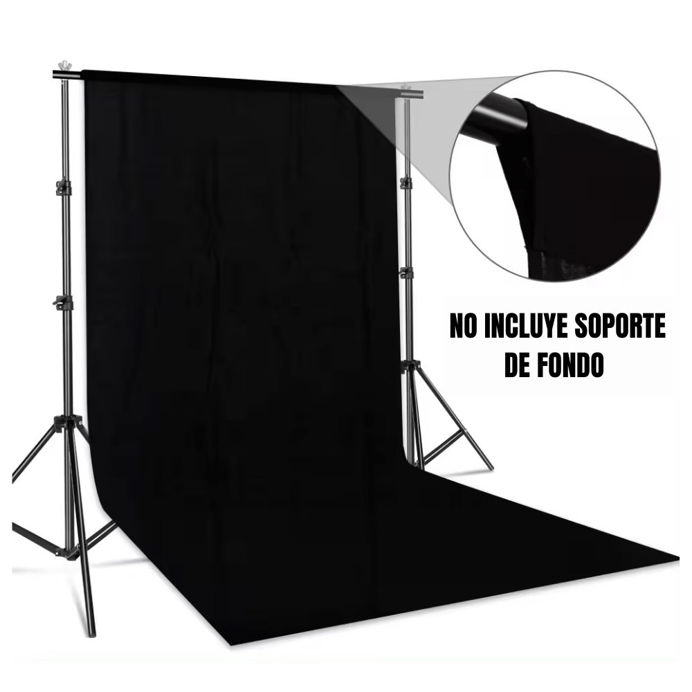 Imagen 2 del producto Fondo de fotografía, 3x6m, muselina de algodón, antirreflejo y lavable, ideal para estudio, negro