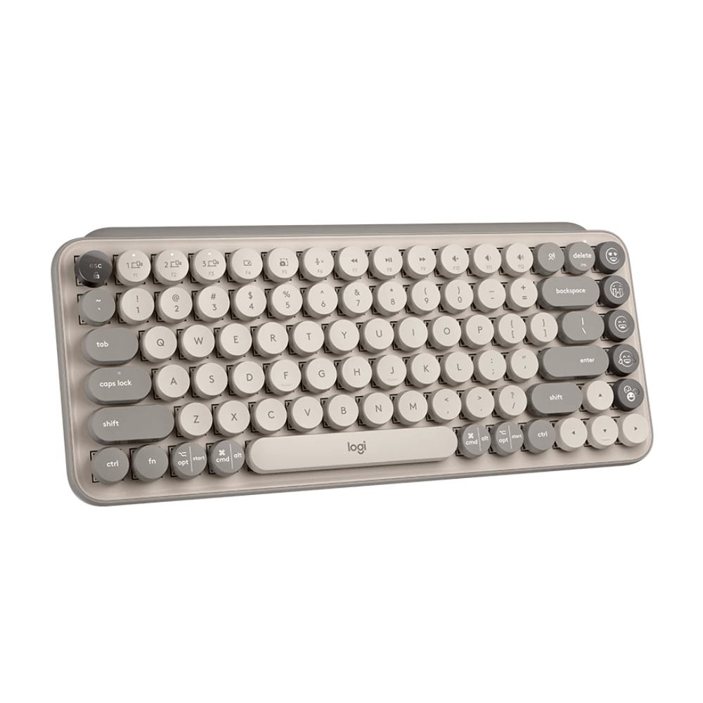 Teclado POP Keys Mist Logitech, mecánico, inalámbrico, Bluetooth 5.1, color gris y arena
