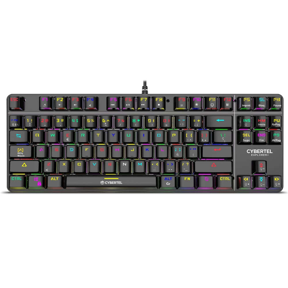 Teclado gamer mecánico RGB con Switch marrón, carcasa de aluminio y cable trenzado