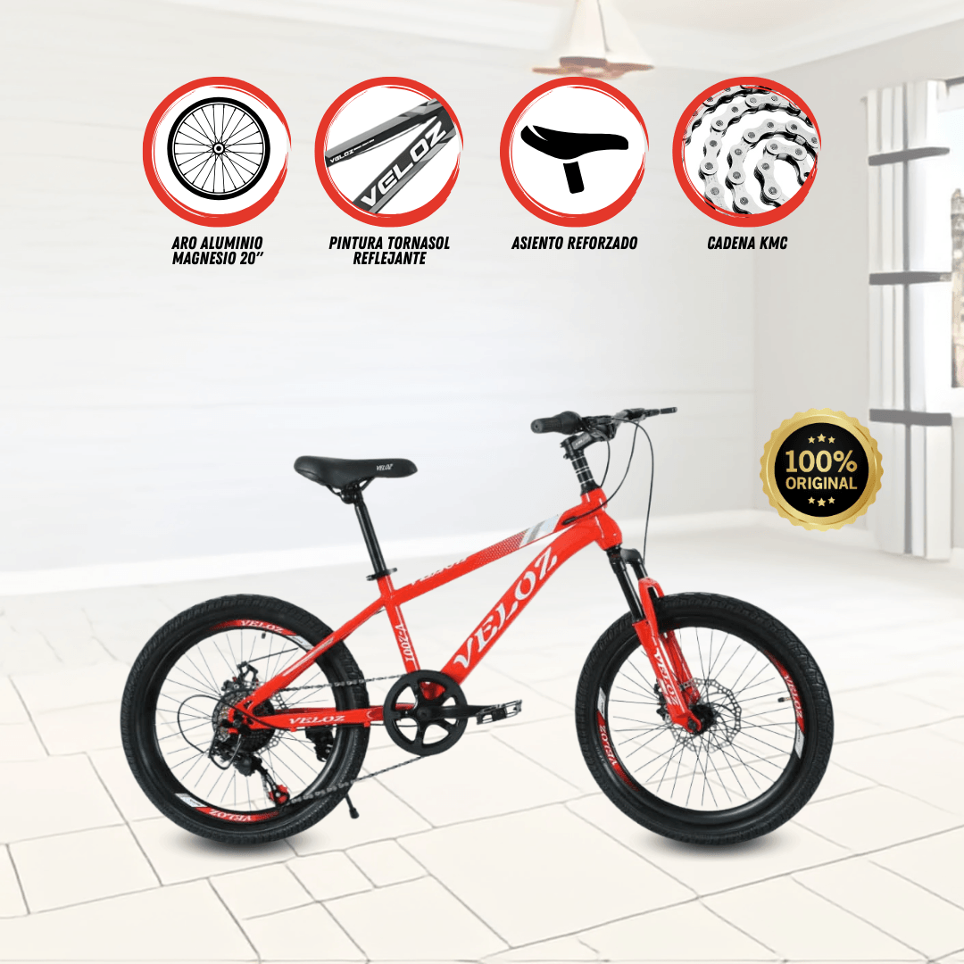 Imagen 2 del producto Bicicleta infantil Veloz Palmeira Middle aro 20"", seguridad, durabilidad, roja