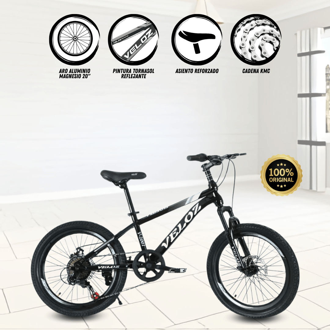 Imagen 2 del producto Bicicleta infantil Veloz Palmeira Middle aro 20"", seguridad, durabilidad, negro