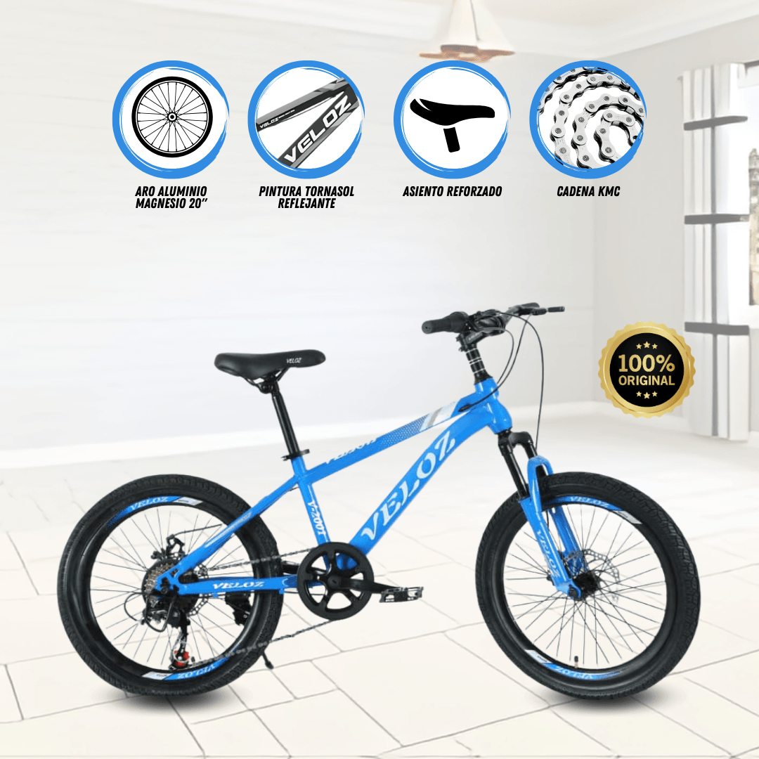 Imagen 2 del producto Bicicleta infantil Veloz Palmeira Middle aro 20"", seguridad, durabilidad, azul
