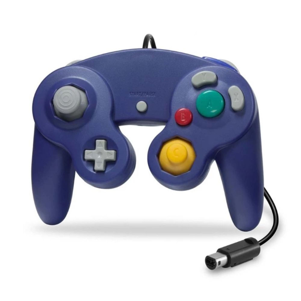 Mando Gamecube con cable, vibración, botones sensibles a la presión, azul