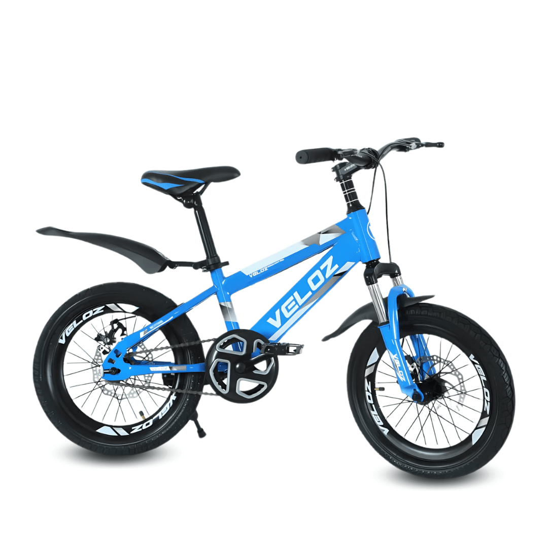 Bicicleta para niño Veloz Palmeira Smol aro 16", ruedas auxiliares, frenos de disco, diseño moderno, azul claro