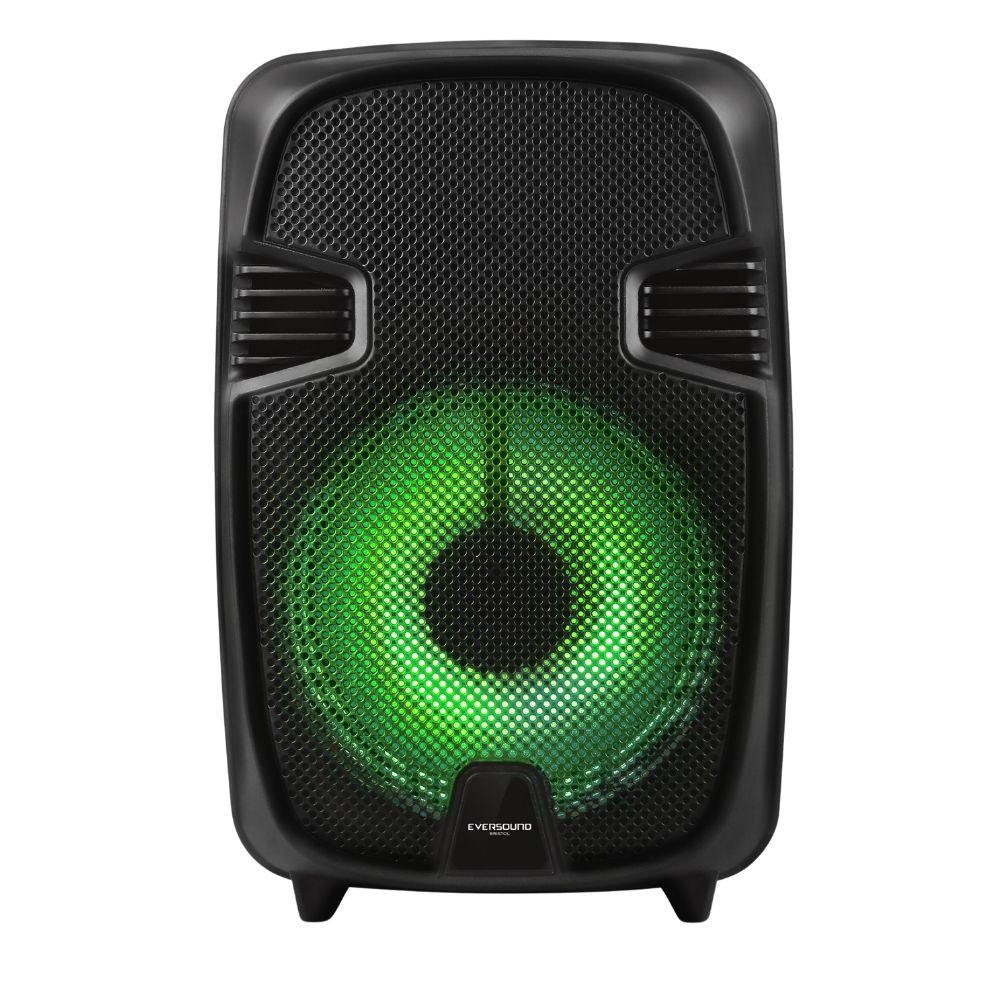Imagen 2 del producto Parlante de torre bluetooth Eversound LED multicolor, batería recargable, radio FM, USB, micro SD, entrada para micrófono, negro