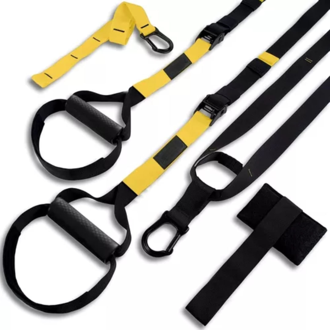 Imagen 2 del producto Bandas de suspensión TRX, entrenamiento funcional, ajustables, portátiles, estabilidad, amarillo