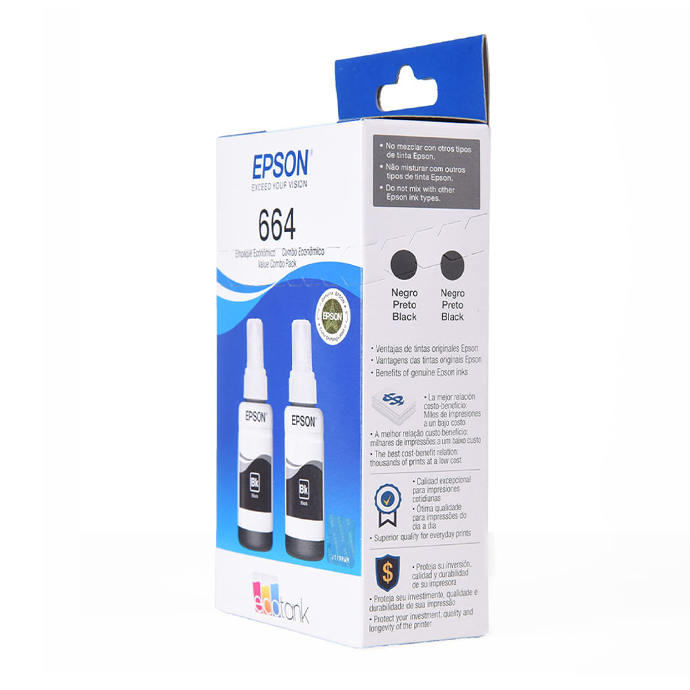 Imagen 2 del producto Pack de 2 botellas de tinta Epson T664 Negro hasta 8000 páginas