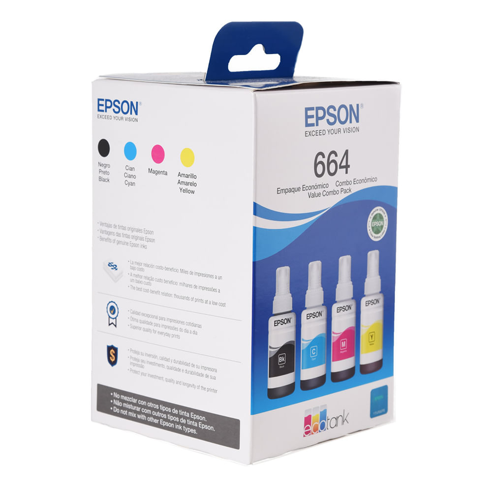 Imagen 2 del producto Pack de 4 botellas de tinta Epson T664 Bcmy hasta 4000 páginas en negro y 6500 a color