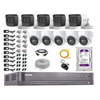 Kit de seguridad Hikvision 10 cámaras, 5MP, 01 kit herramientas, + disco duro 2tb, blanco