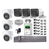 Kit 6 cámaras seguridad audio incorporado Hikvision 5mp completo P2p + disco duro 2tb
