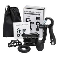 Set Hand Grip Completo, agarres ajustables para fortalecer manos y antebrazos, negro