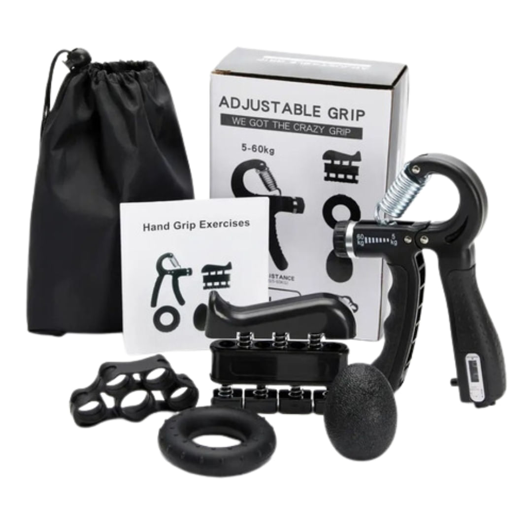 Imagen 1 del producto Set Hand Grip Completo, agarres ajustables para fortalecer manos y antebrazos, negro