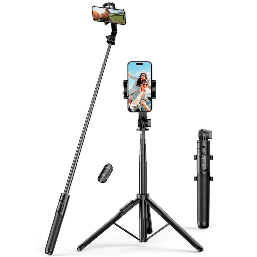 Imagen 2 del producto Palo selfie trípode 3 en 1, UGREEN, bluetooth, extensión 150cm, control remoto, negro