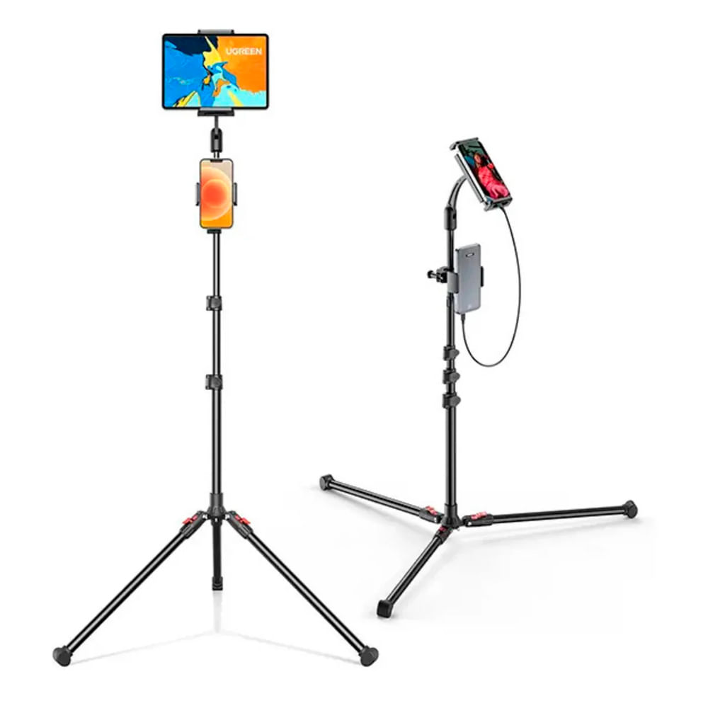 Soporte tripode dual 2 en 1, Ugreen, tablet, iPad, Smartphones, negro