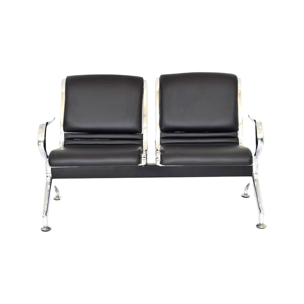 Imagen 2 del producto Butaca de espera doble, estructura cromada, tapizado en cuerina acolchada, negro