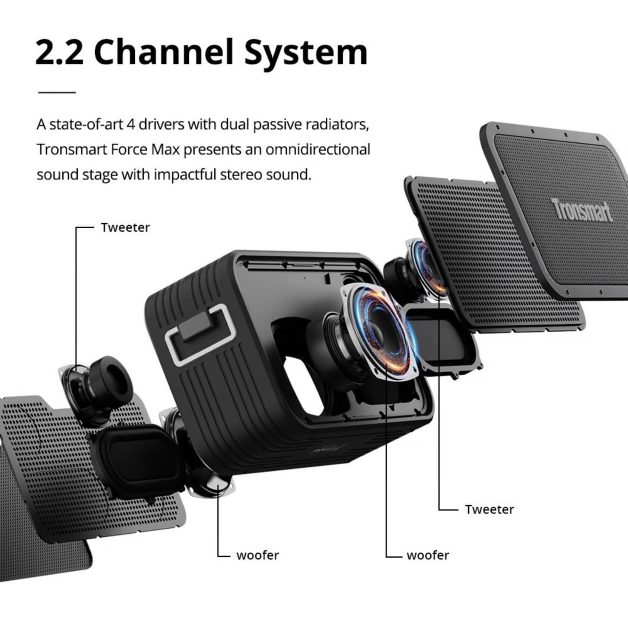 Imagen 2 del producto Parlante bluetooth Tronsmart Force Max, sonido potente, manos libres, uso en exteriores