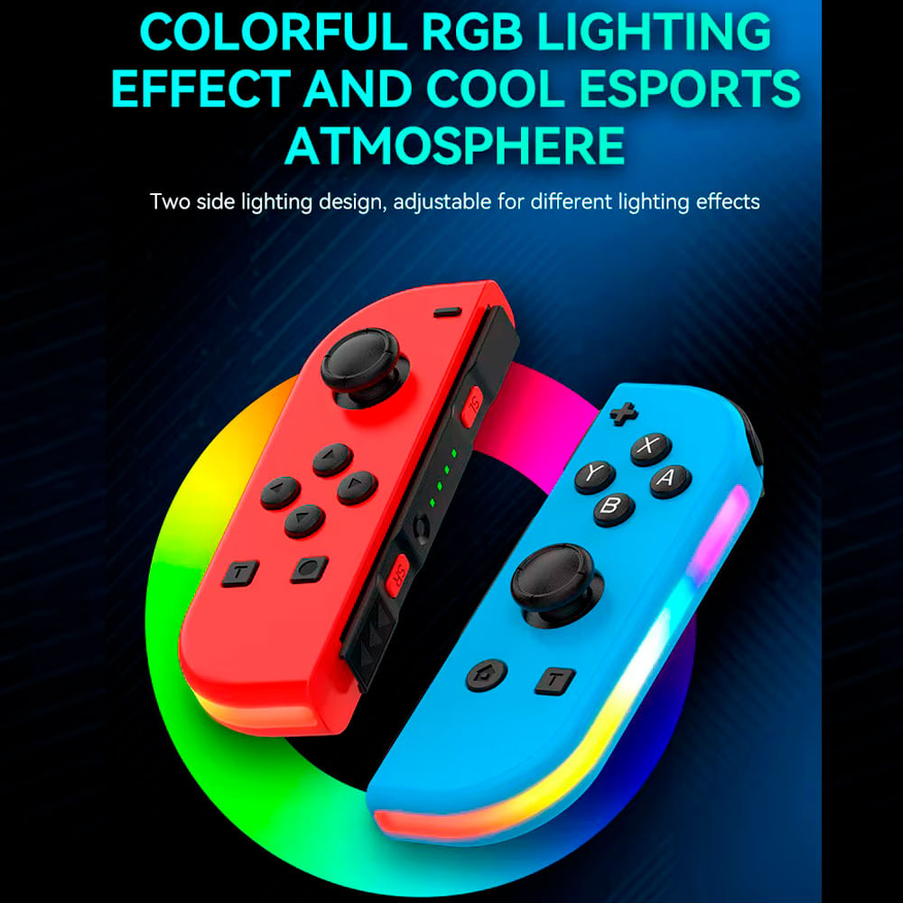 Imagen 2 del producto Set 2 Joycons RGB, alternativo para Nintendo Switch y Oled, rojo y azul