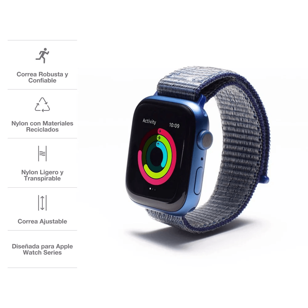 Imagen 2 del producto Correa deportiva Gear4 para Apple Watch, nylon transpirable, ajustable, azul marino