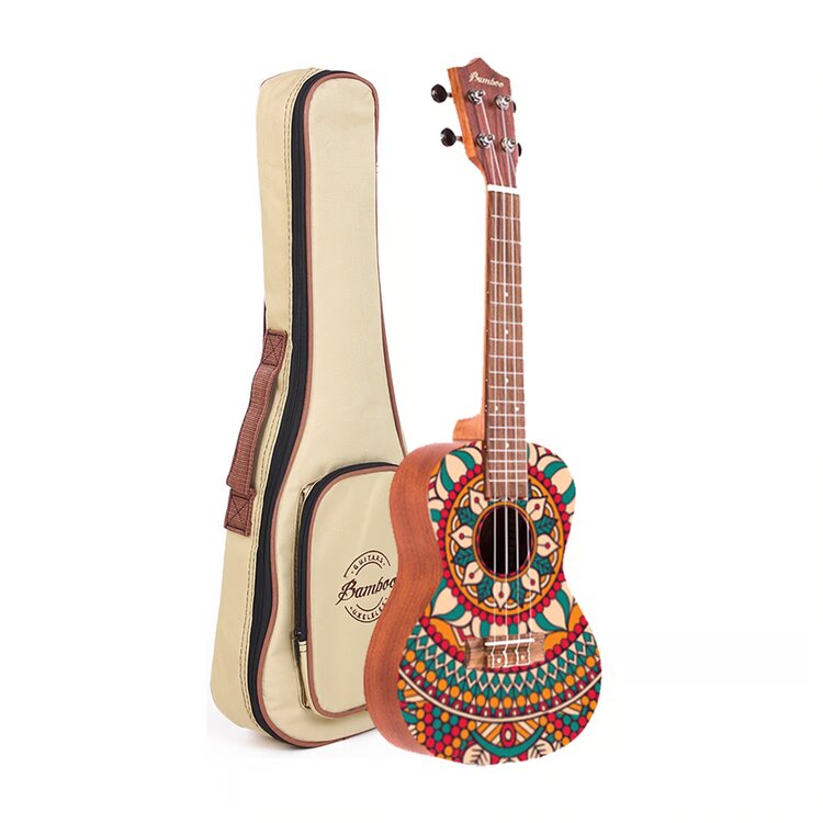 Ukelele concierto mándala line circus, 18 trastes, marrón