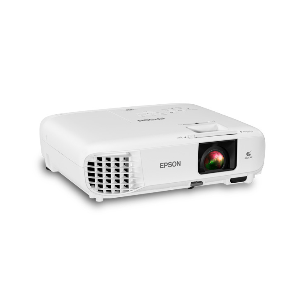 Proyector Epson PowerLite E20, 3LCD, 3400 lúmenes, lámpara de larga duración, blanco