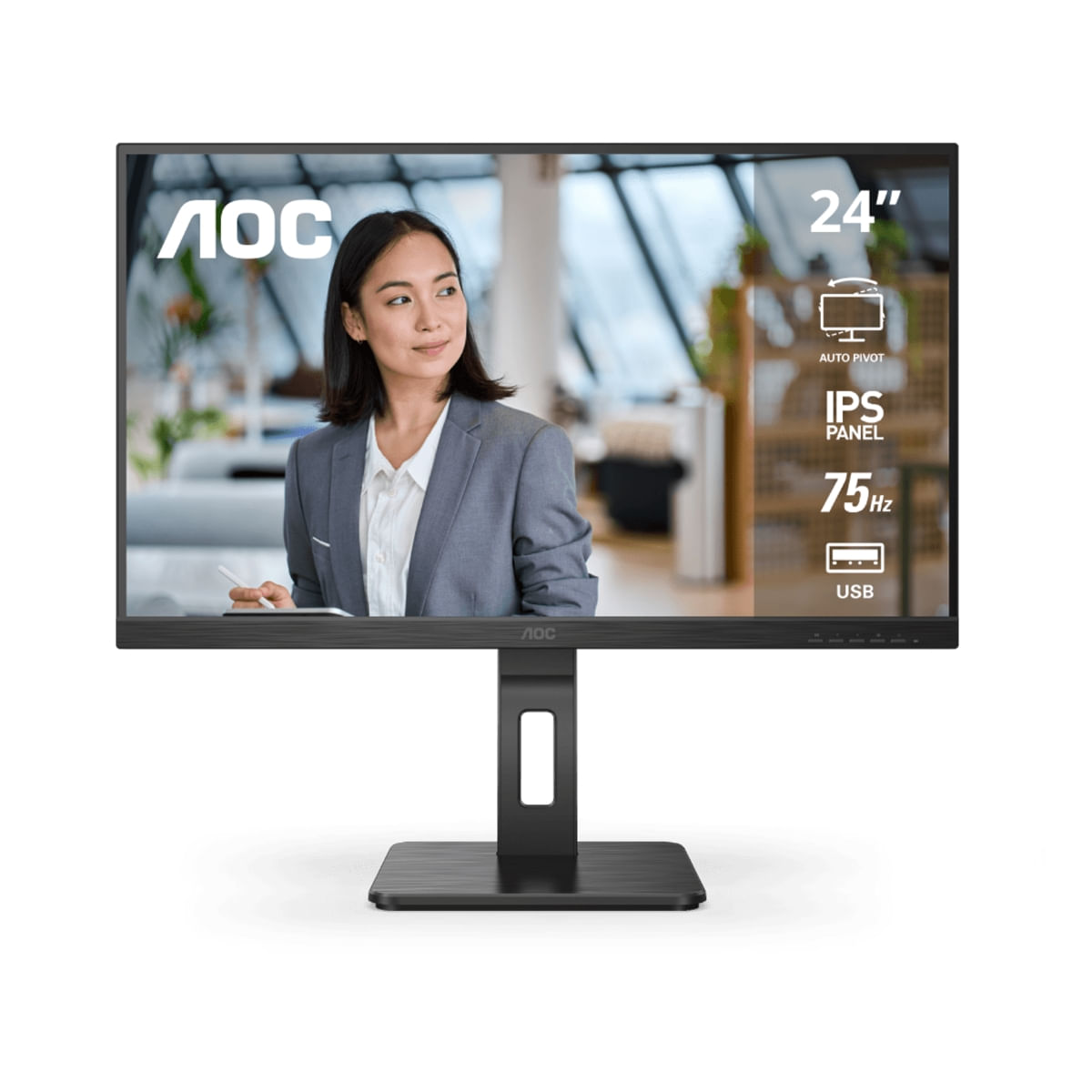 Monitor AOC 24P2U 23.8", IPS, Full HD, 75 Hz, HDMI, DisplayPort, negro
