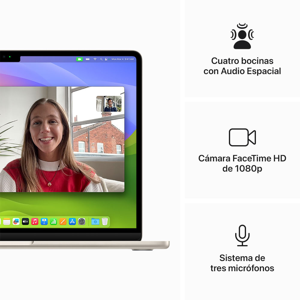 Imagen 2 del producto MacBook Air Apple 13.6"" Chip M3, 256GB SSD, 16GB RAM, 8GPU, macOS, starlight