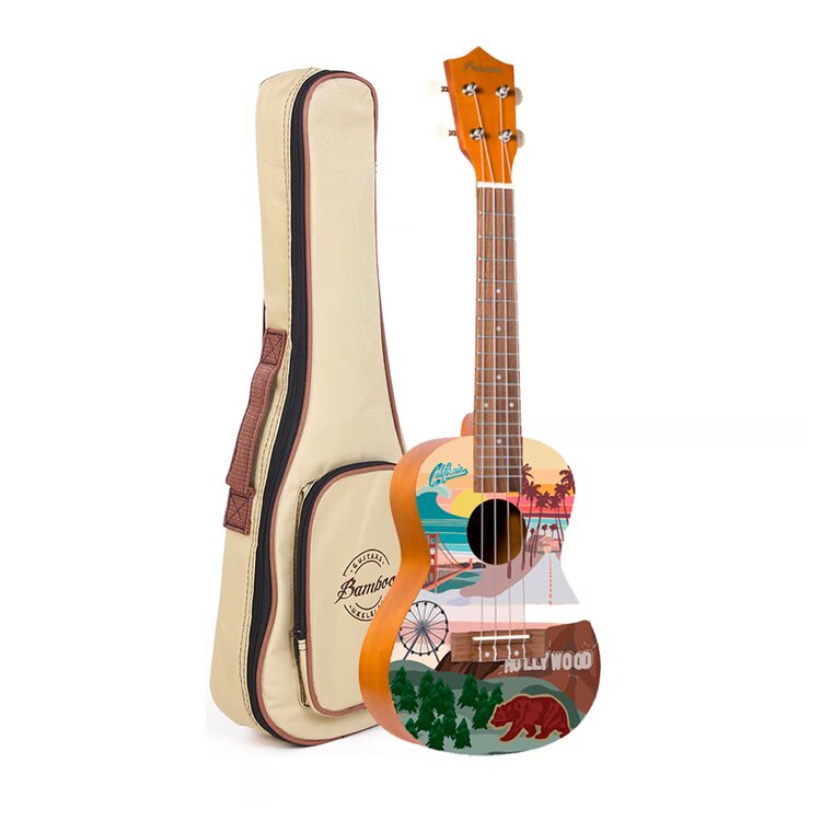 Ukelele California, diapasón nogal, marrón