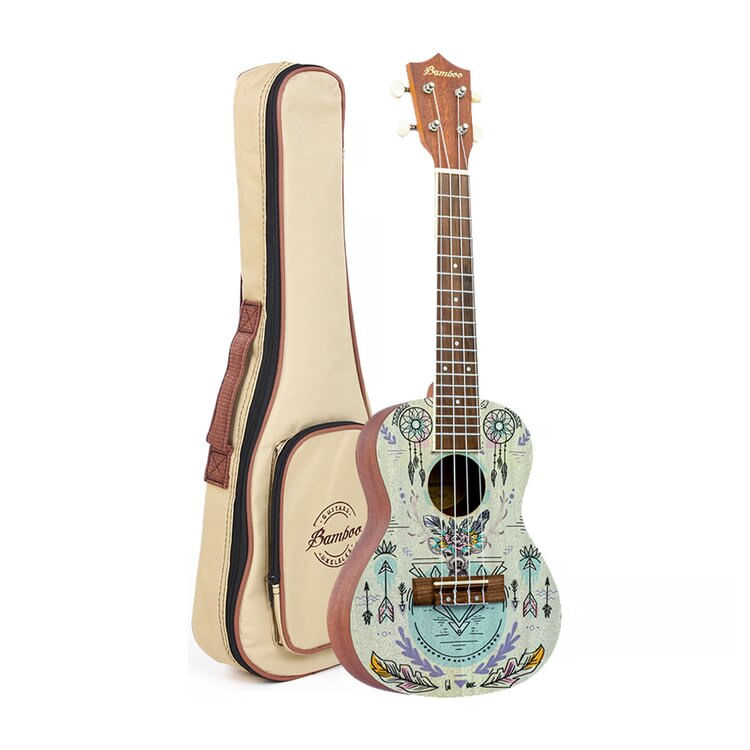 Bamboo Ukelele Concierto Dreams Line - Indi, diseño colorido, sonido cálido con cuerpo de linden y mástil de okoume
