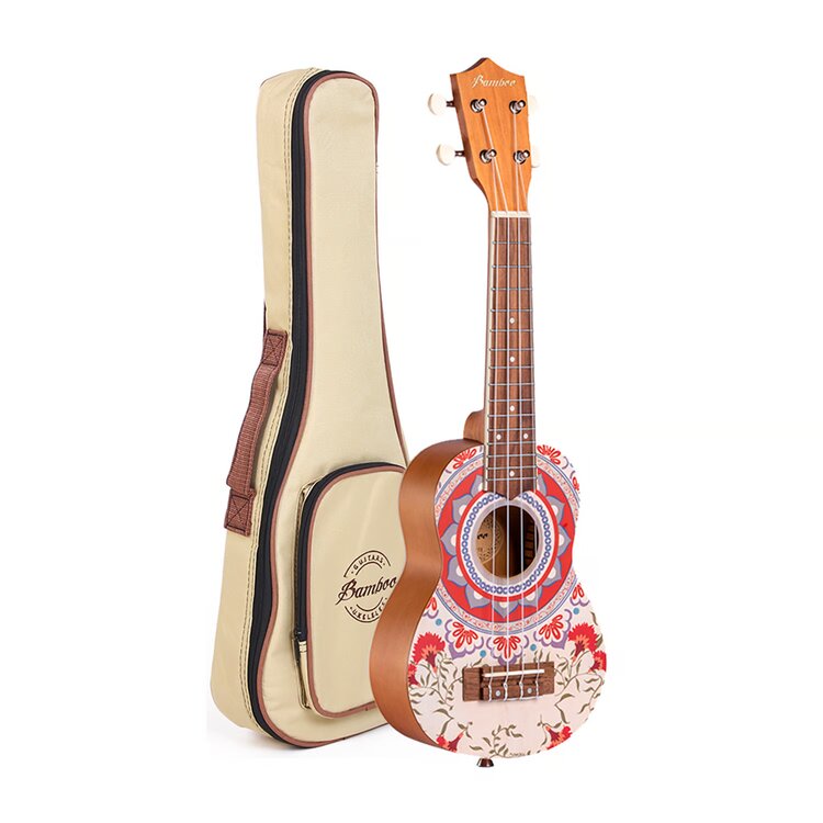 Bamboo Ukelele concierto porto: sonido cálido, diseño colorido con cuerpo de Linden