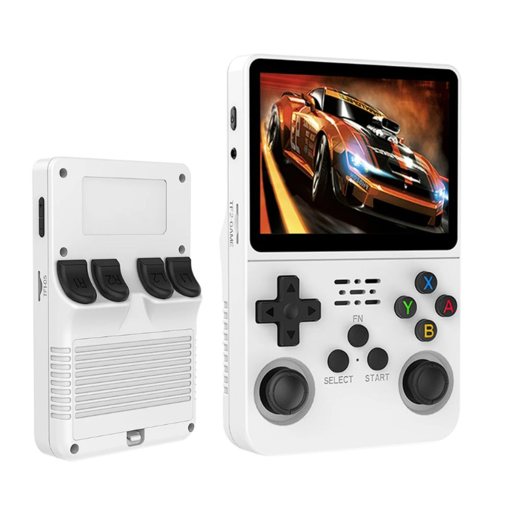Consola de juegos portátil retro R36S, 64GB, disfruta de más de 15,000 juegos clásicos en cualquier lugar, blanco